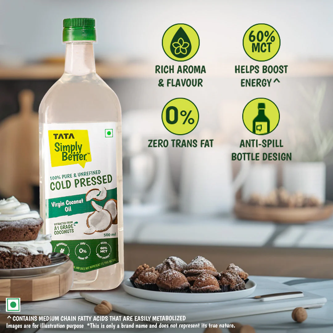 Tata Simply Better Virgin Coconut Oil 500 ml | 100% Pure, Unrefined & Cold-pressed | Hexane-Free - Image 4